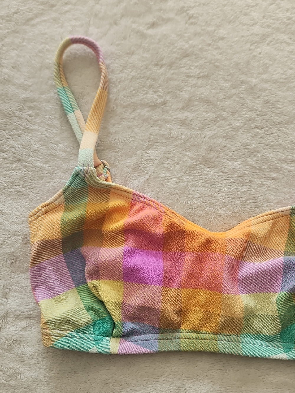 Billabong Lila D/DD Cup Wire Bikini Top: Multi Plaid: Small D/DD